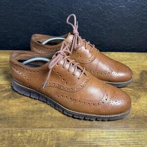 Cole Haan Zerogrand Wingtip Oxford Shoes Mens Size 10.5 Brown Leather Dress
